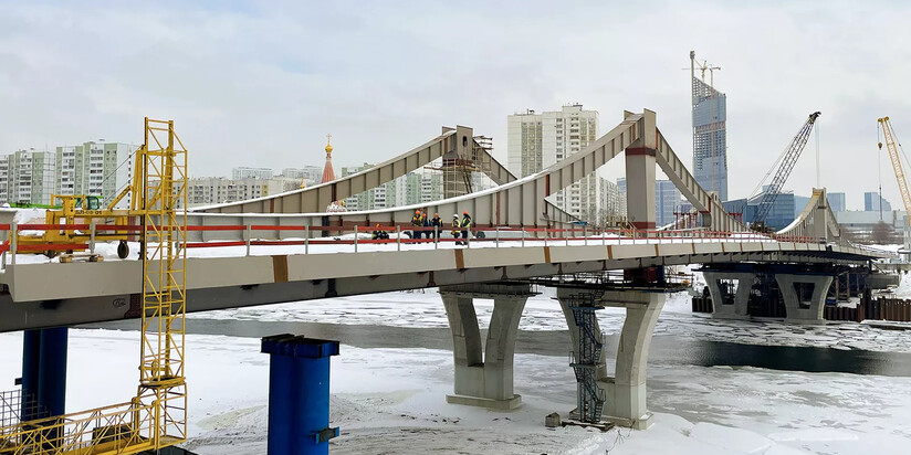 Строительство моста в районе улицы Мясищева
